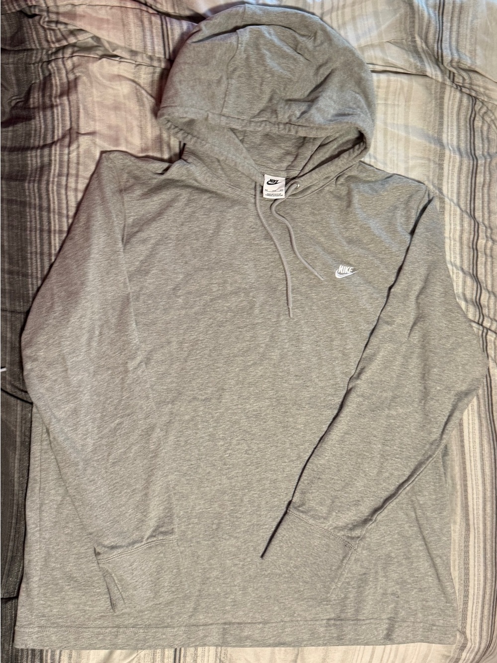 Nike Light Gray Pullover Hoodie with Small Swoosh